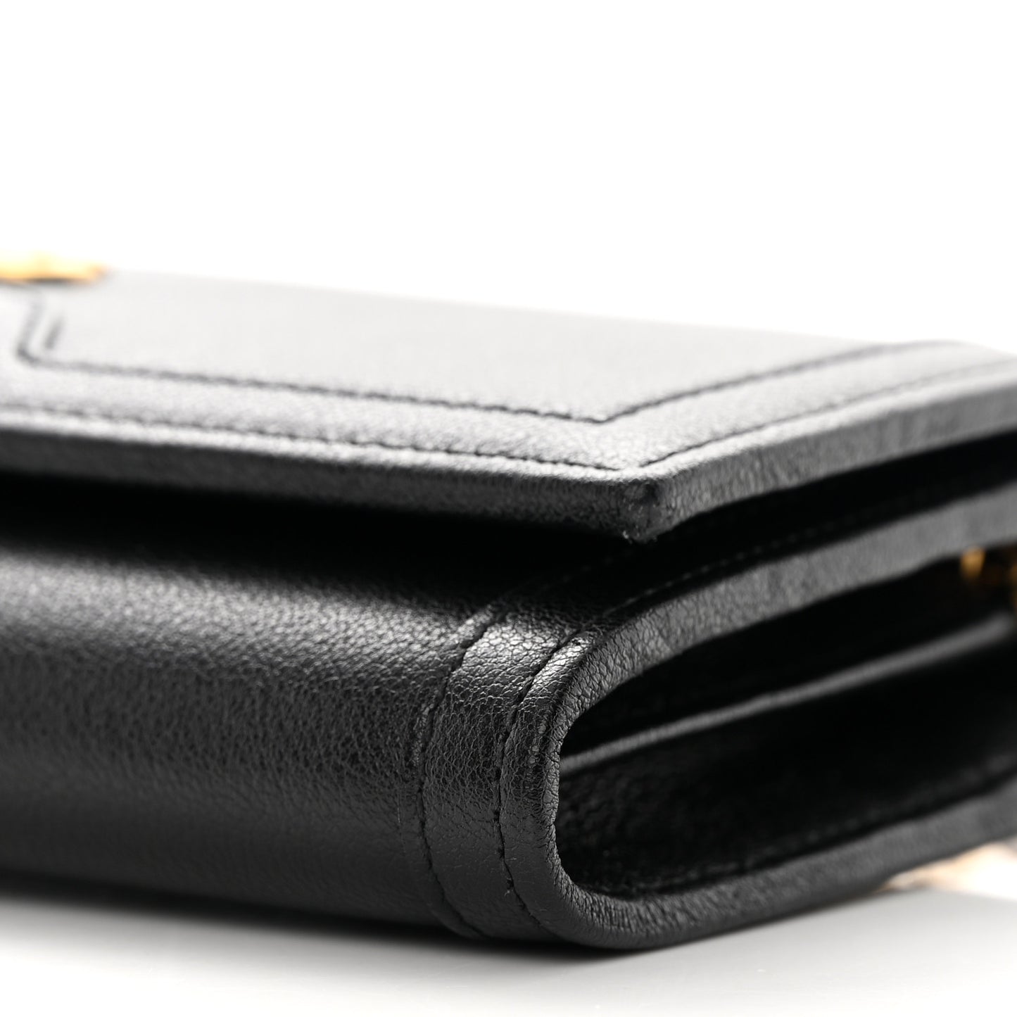 Wonka Grain Calfskin Diana Chain Wallet Black