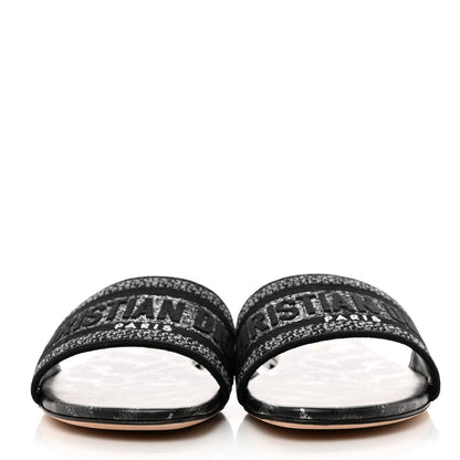 Christian Dior Metallic Lurex Canvas Mizza Embroidered Dway Mules Slide Sandals 38.5 Metal Grey 2 of 9