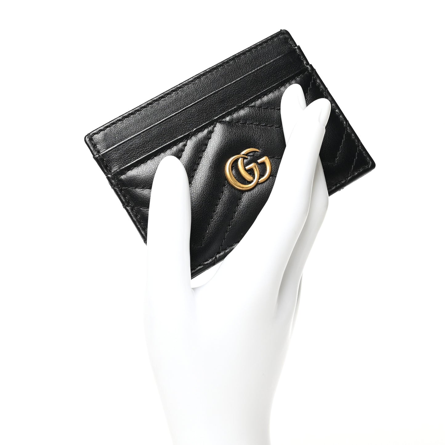 Calfskin Matelasse GG Marmont Card Holder Black