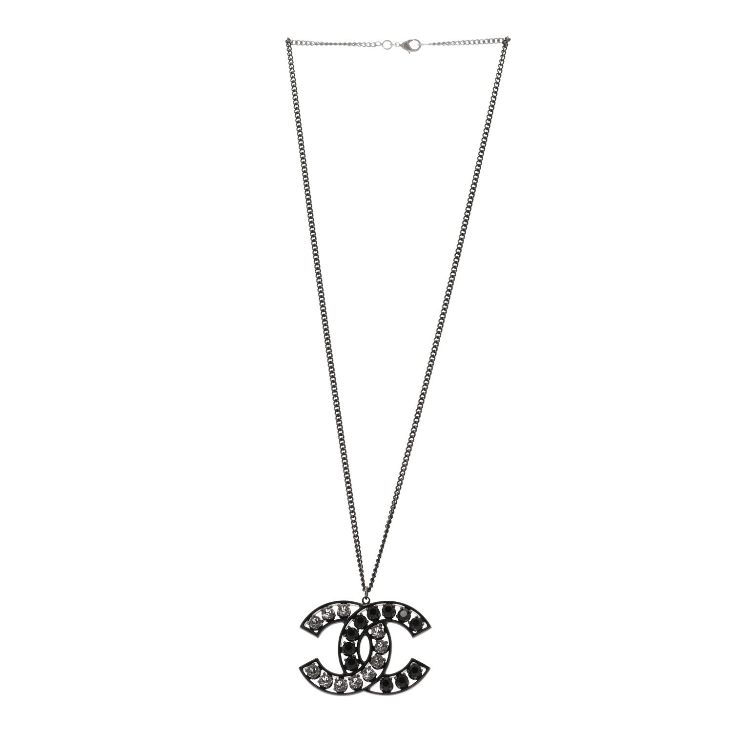 Chanel Ruthenium Crystal CC Necklace Black 3 of 5