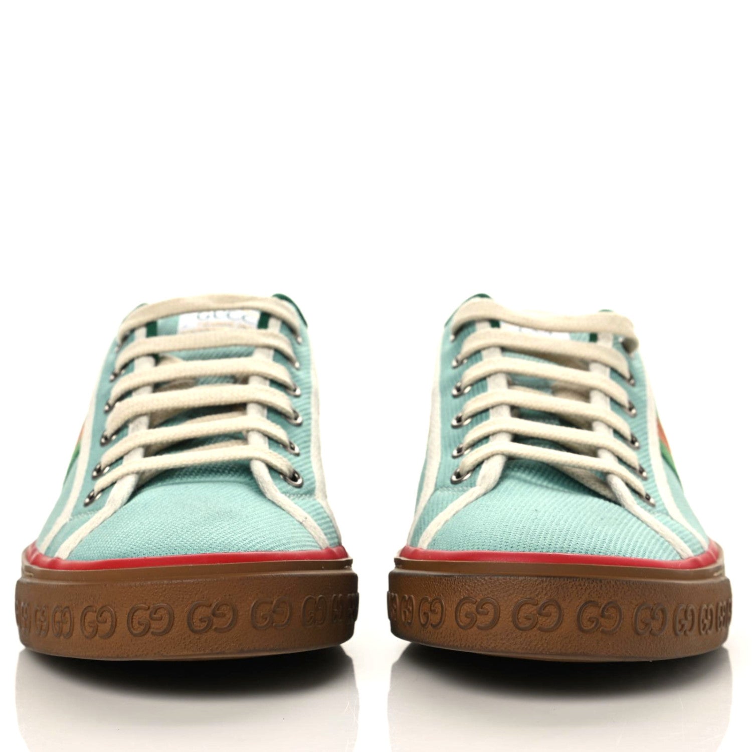Gucci Tweed Web Mens 1977 Tennis Sneakers 8 Verdan Mystic White 2 of 10