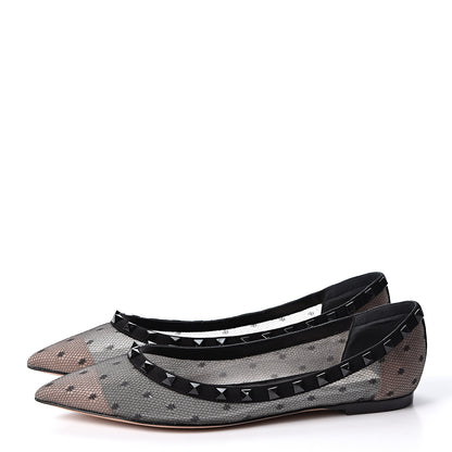 Valentino Garavani Mesh Point d'Esprit Rockstud Ballerina Flats 39 Black 3 of 9