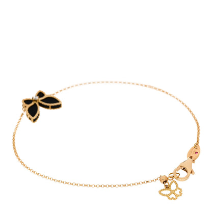 Roberto Coin 18K Yellow Gold Diamond Onyx Butterfly Chain Bracelet 2 of 4