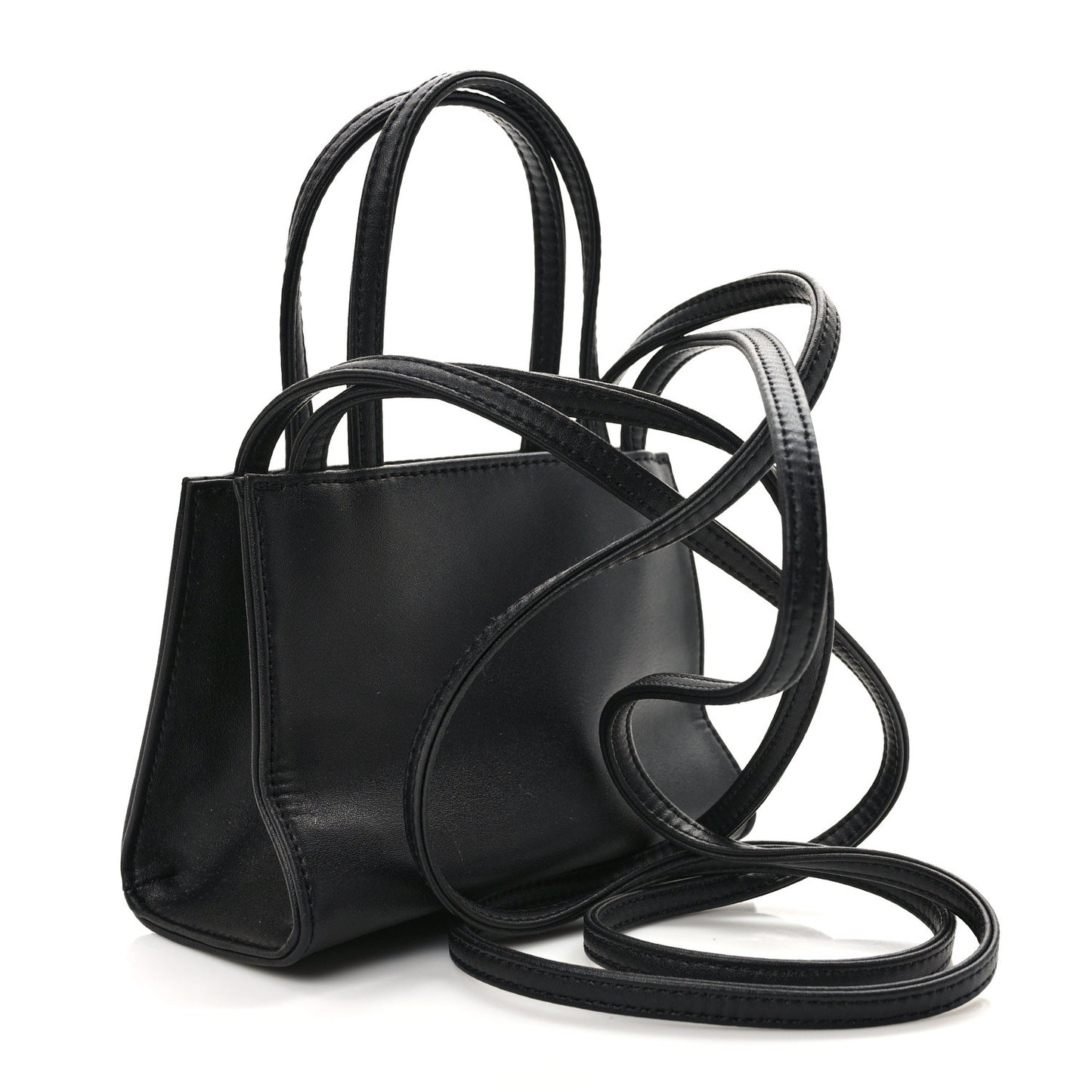 Vegan Leather Small Shopping Bag Black