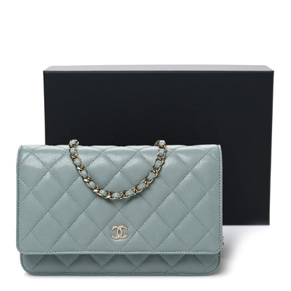 Chanel Caviar Quilted Wallet on Chain WOC Grey 11 of 11