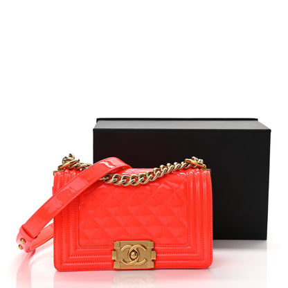 Chanel Patent Calfskin Quilted Small Boy Flap Orange 11 of 11