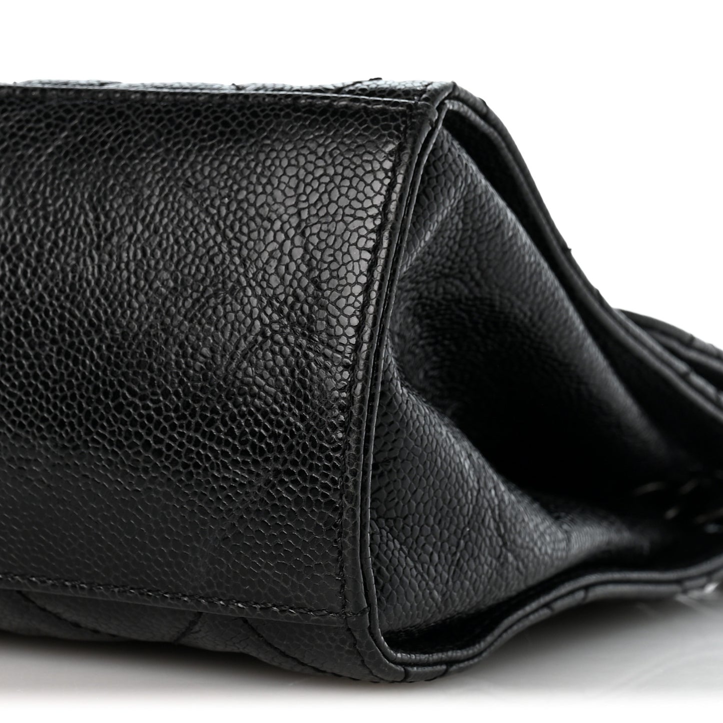 Crumpled Grained Calfskin Jumbo CC Crave Flap Black