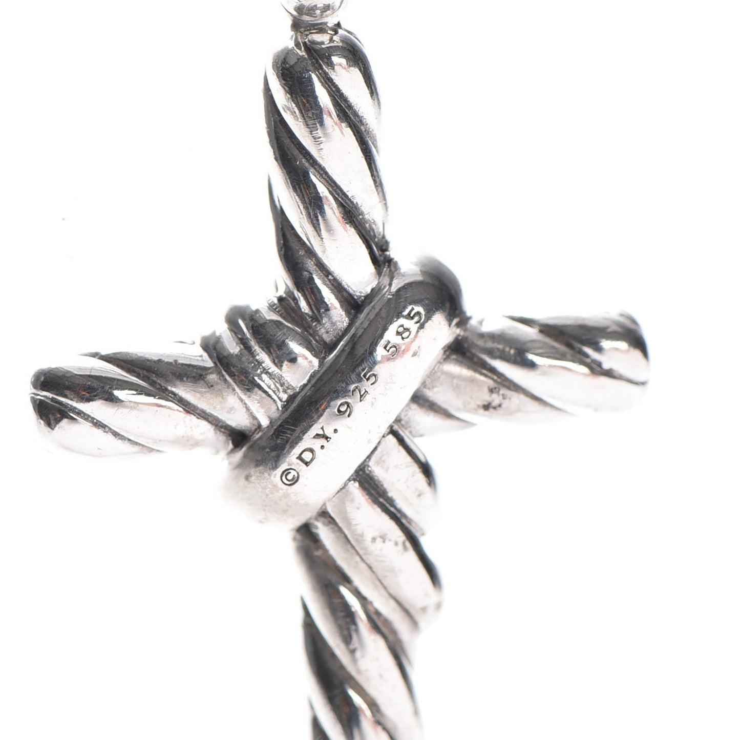 Sterling Silver 14K Yellow Gold Diamond 32mm X Cross Pendant Necklace