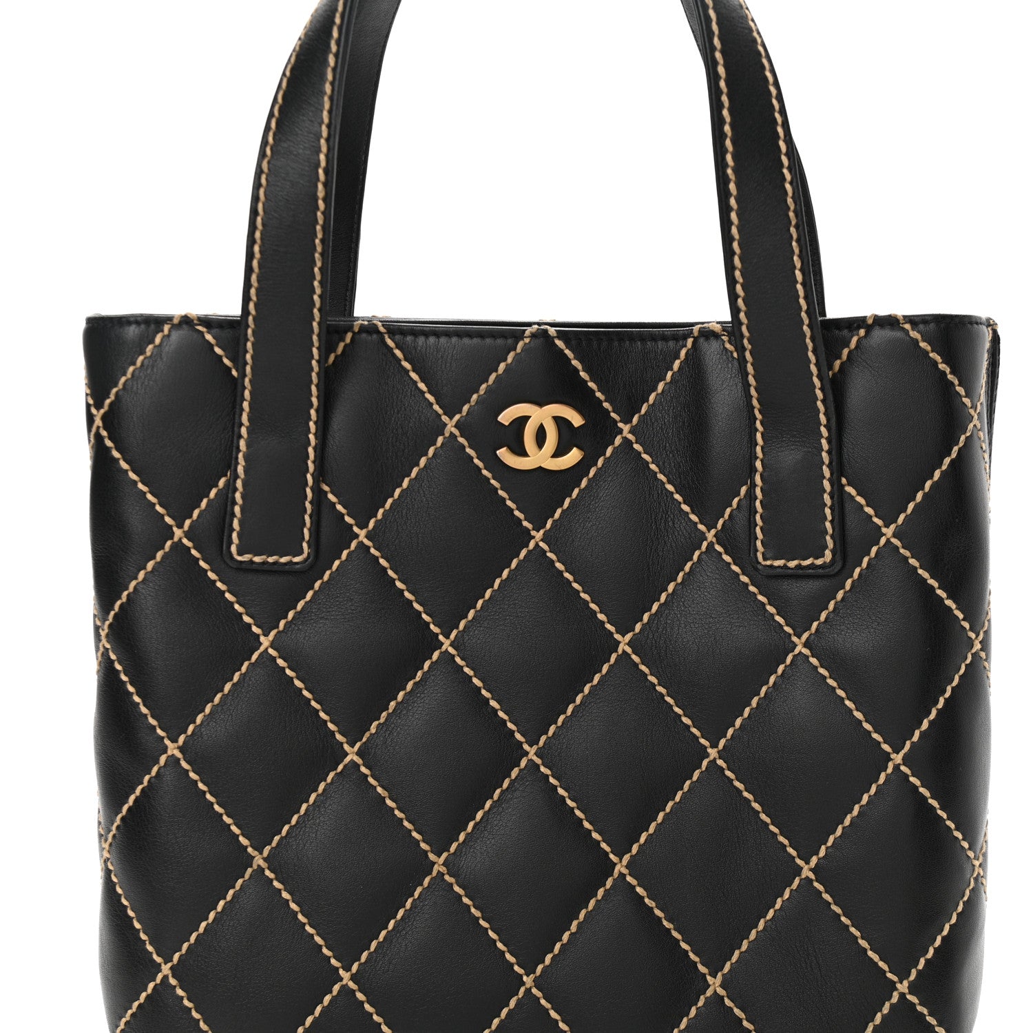 Chanel Calfskin Contrast Stitch Surpique Tote Black 8 of 11