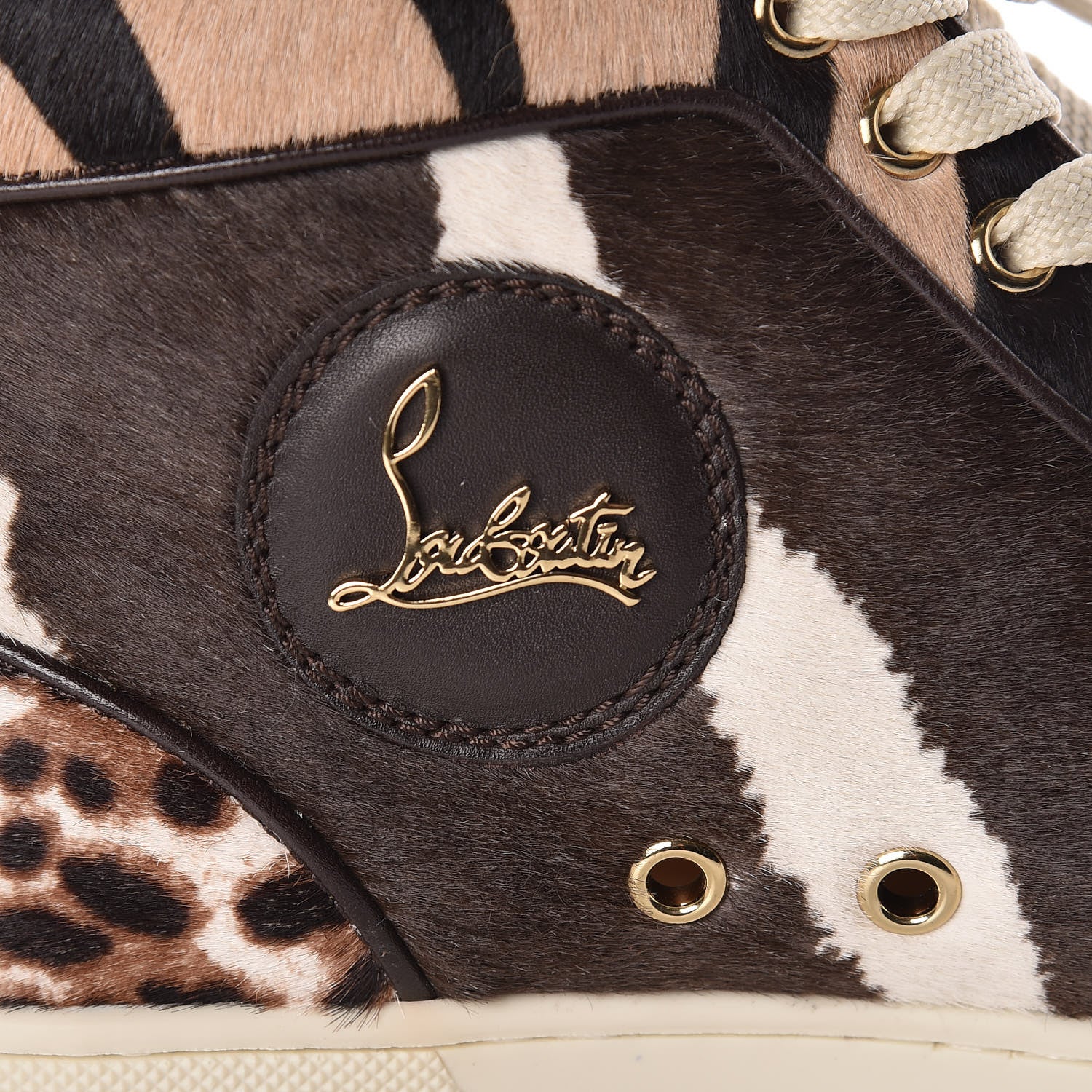 Christian Louboutin Calf Hair Animal Print Womens Rantus Orlato Flat Sneakers 37.5 Multicolor 8 of 9