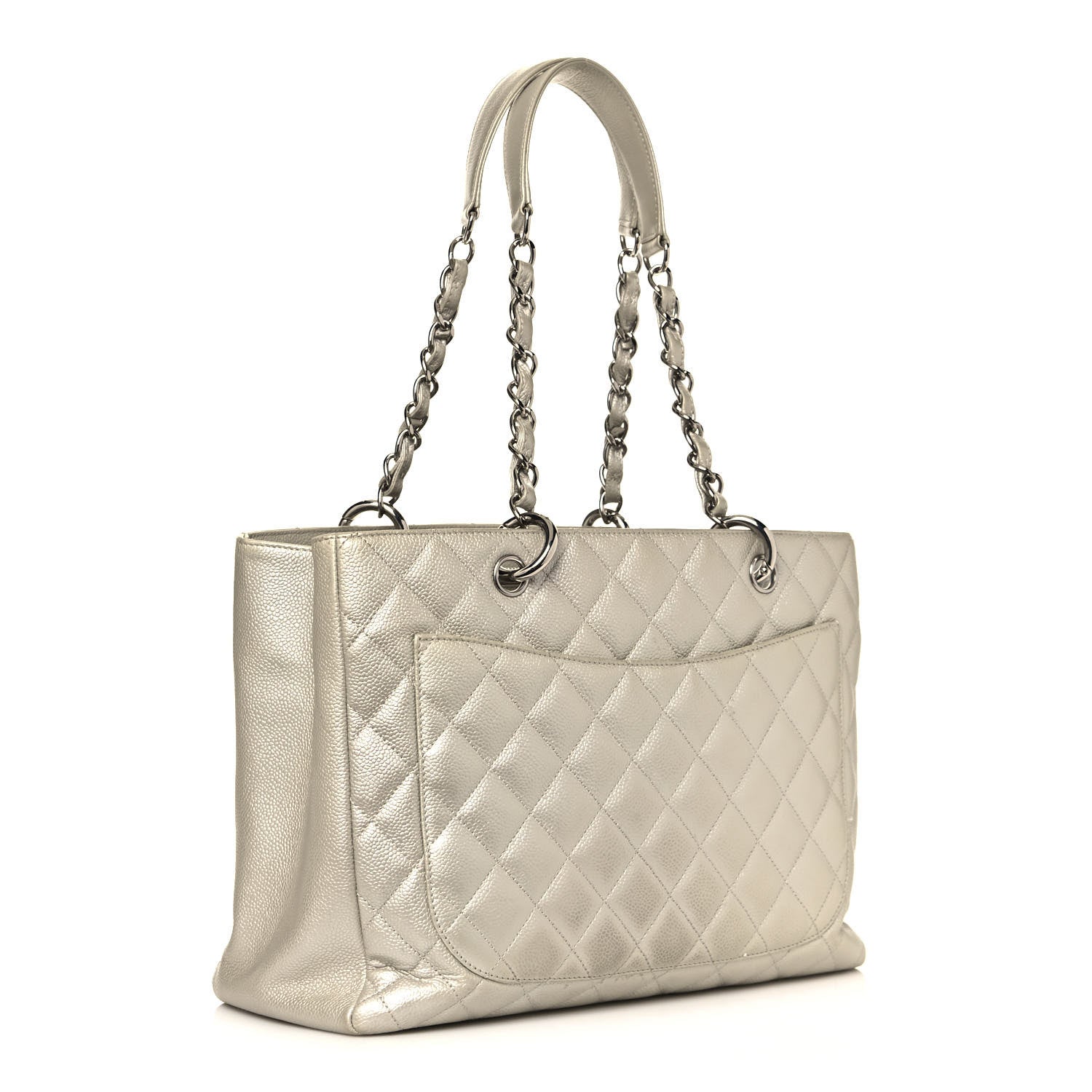 Chanel Metallic Caviar Quilted Grand Shopping Tote GST Pearl 3 of 15