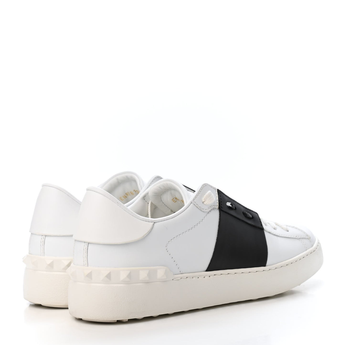 Calfskin Rockstud Open Sneakers 37.5 White Black