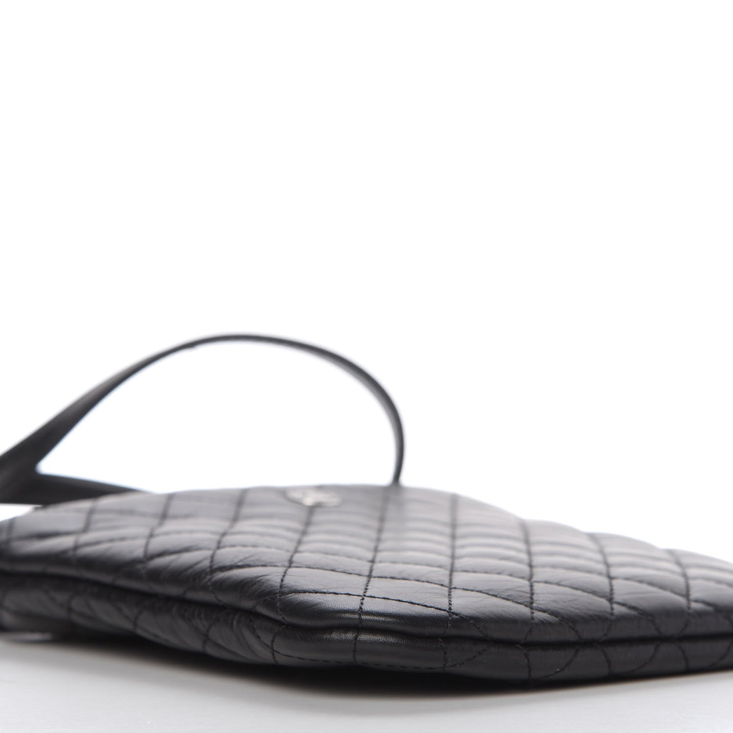 Aged Calfskin Quilted Crossbody Bag Black