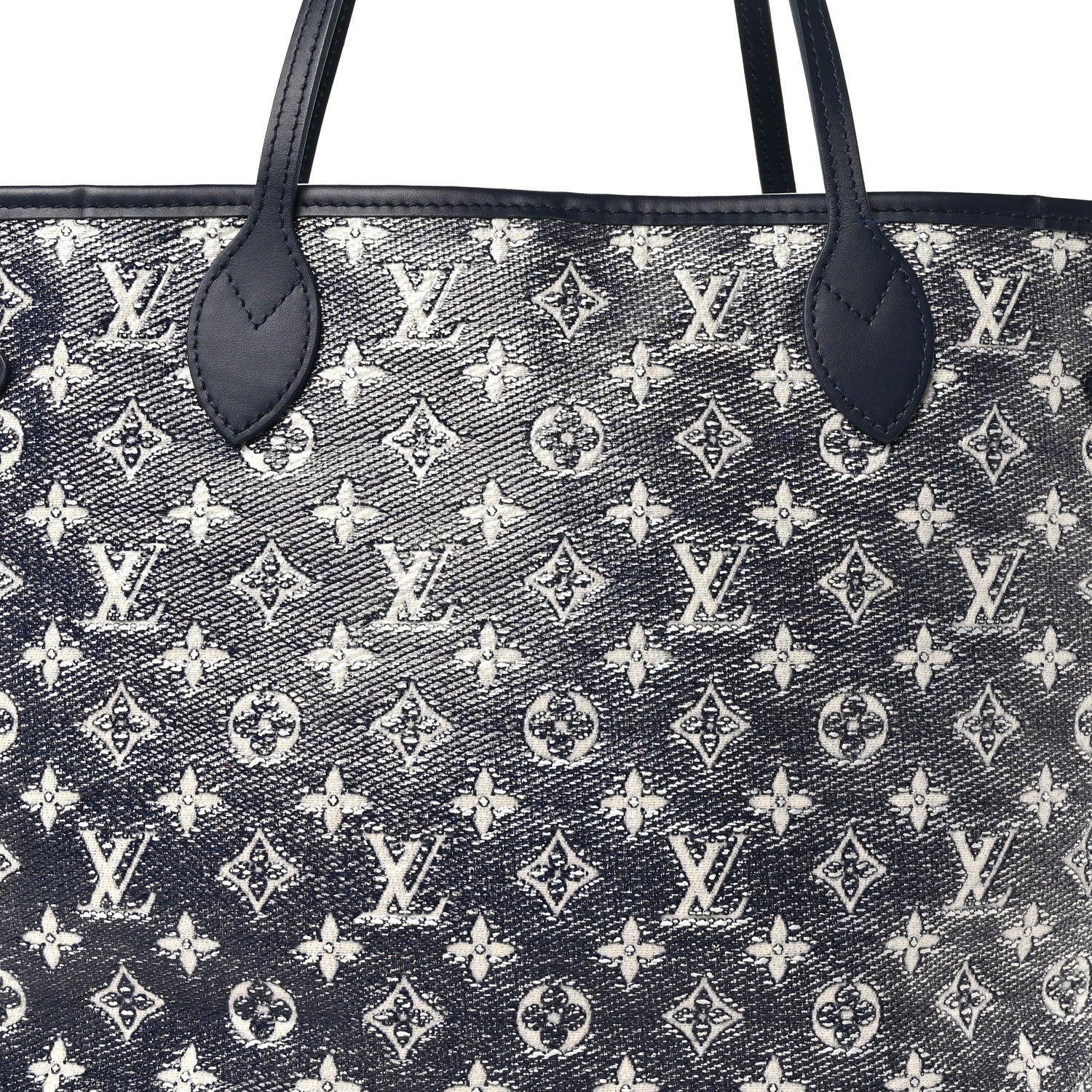 Louis Vuitton Monoglam Neverfull MM Blue 8 of 11