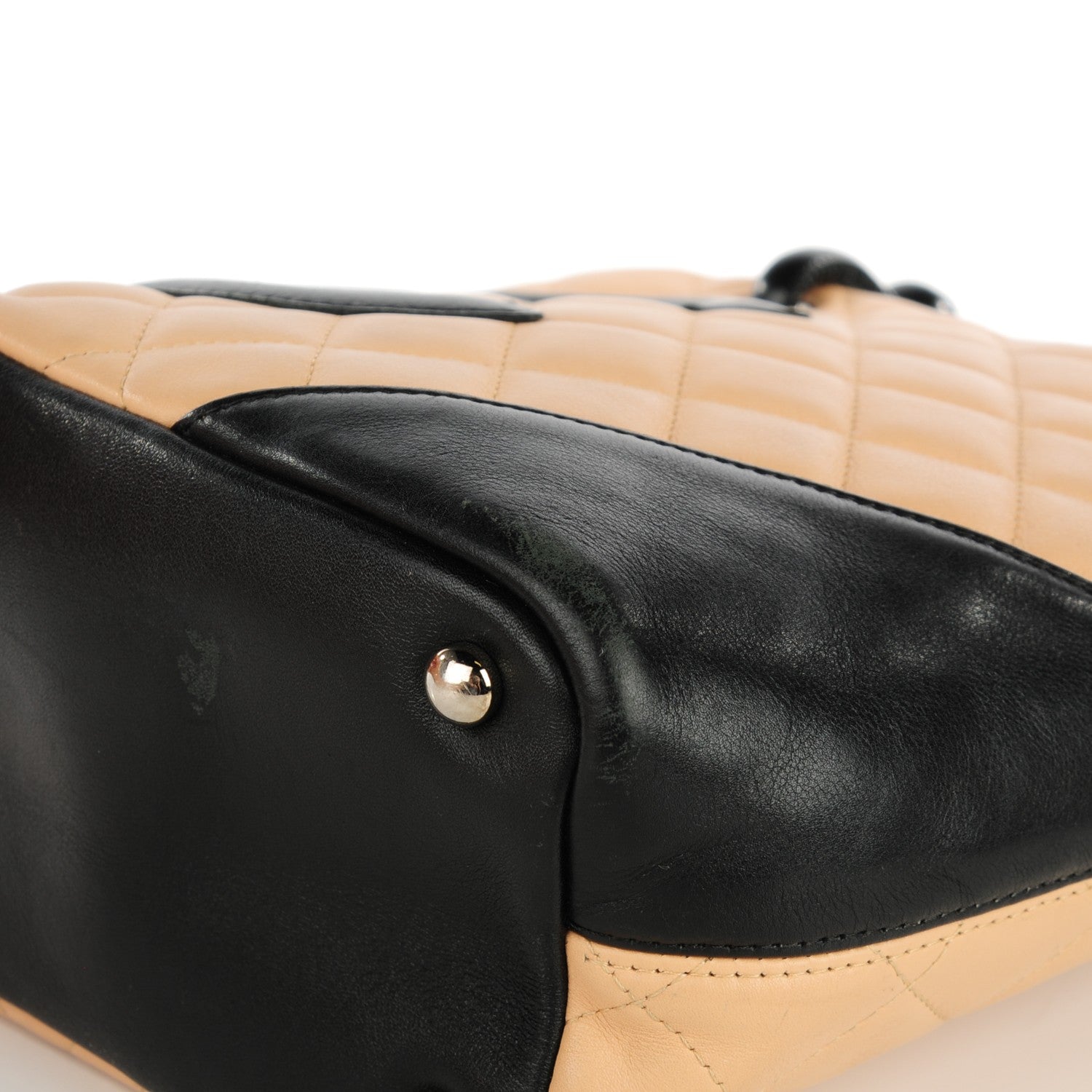 Chanel Calfskin Quilted Small Cambon Tote Beige Black 15 of 15