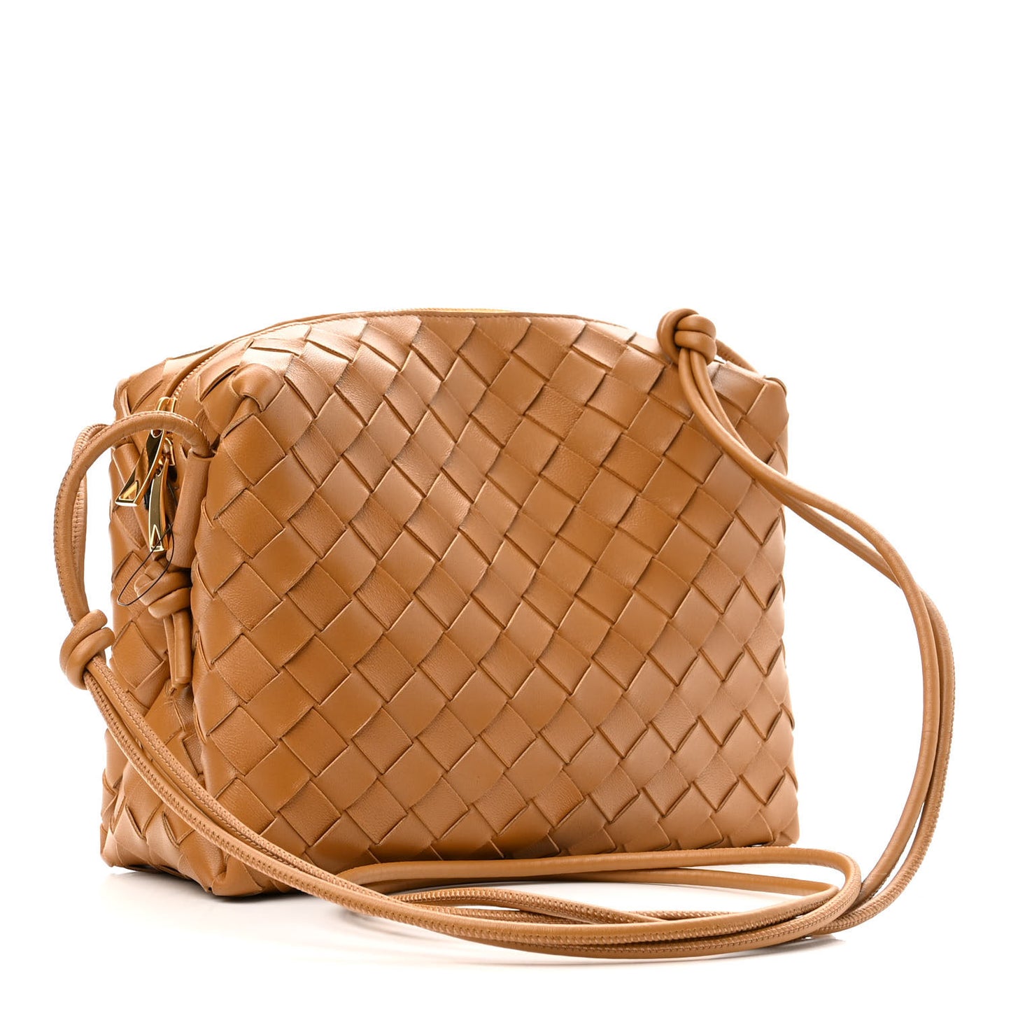 Nappa Intrecciato Small Loop Camera Bag Camel
