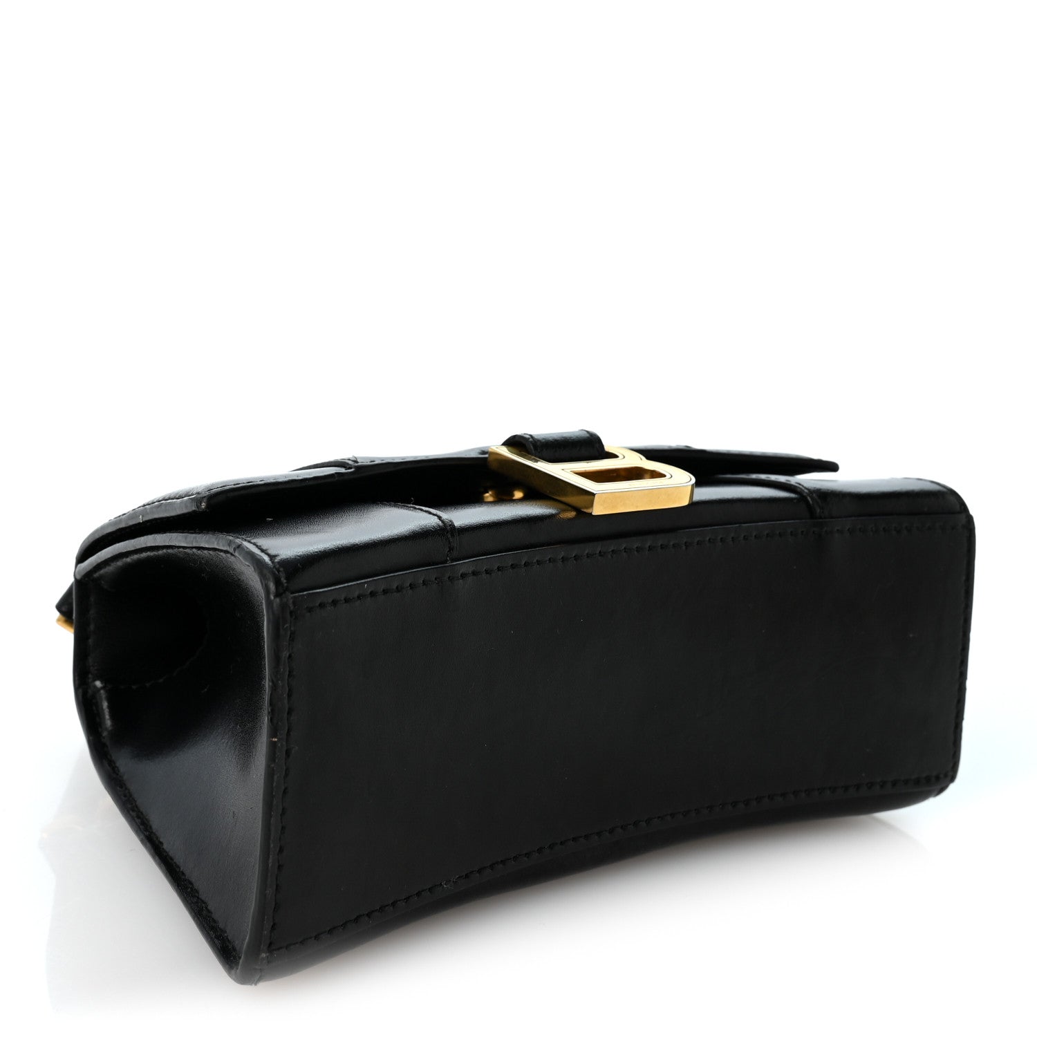 Balenciaga Shiny Box Calfskin Hourglass Top Handle Bag XS Black 4 of 9