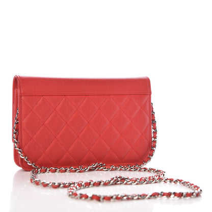 Chanel Grained Calfskin Quilted CC Box Wallet On Chain WOC Red 3 of 9