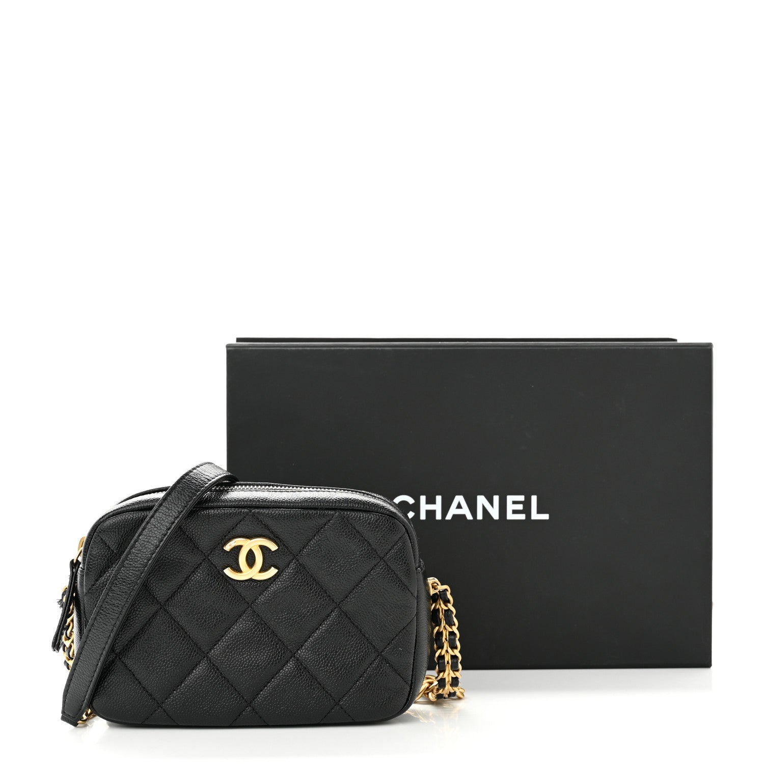 Chanel Shiny Caviar Quilted Chain Melody Camera Bag Black 11 of 11
