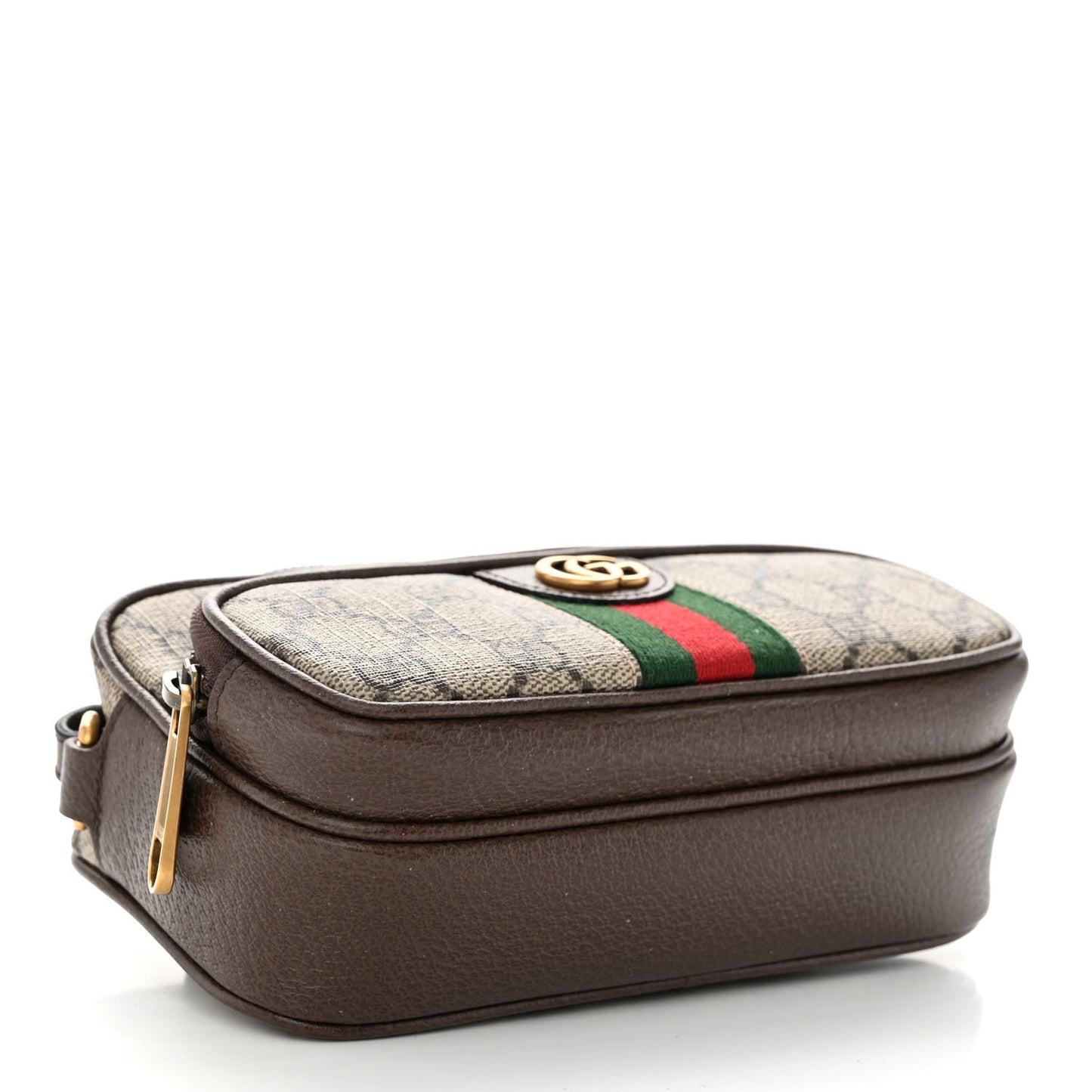 GG Supreme Monogram Textured Dollar Calfskin Web Mini Ophidia Convertible Shoulder Bag Beige Ebony New Acero