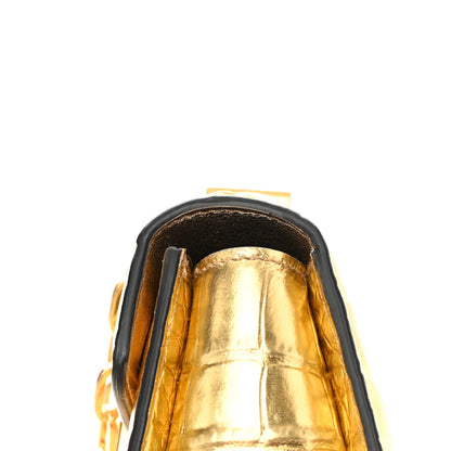 Tom Ford Metallic Calfskin Crocodile Embossed Mini T Clasp Shoulder Bag Gold 10 of 11