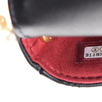 Chanel Calfskin Quilted About Pearls Card Holder Flap With Chain Black 10 of 12