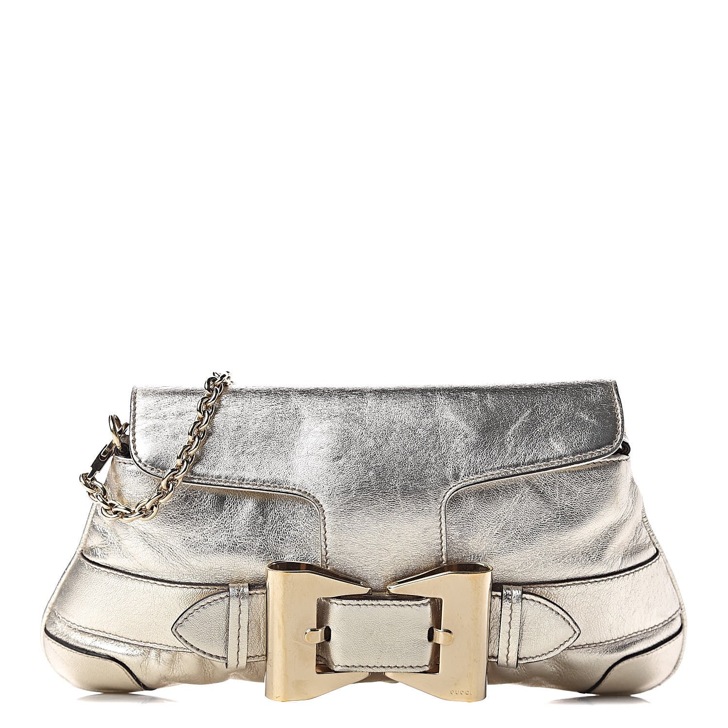 Gucci Metallic Calfskin Queen Bow Chain Clutch Gold 1 of 10
