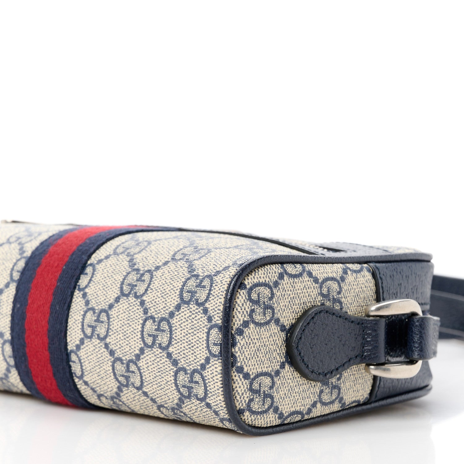 Gucci GG Supreme Monogram Textured Dollar Calfskin Web Mini Ophidia Shoulder Bag Beige Blue 10 of 10