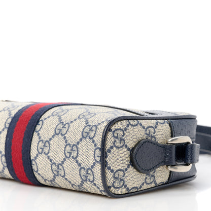 Gucci GG Supreme Monogram Textured Dollar Calfskin Web Mini Ophidia Shoulder Bag Beige Blue 10 of 10
