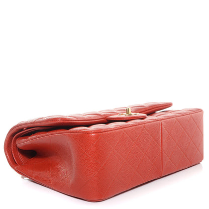 Chanel Pearly Caviar Jumbo Double Flap Orange 4 of 9