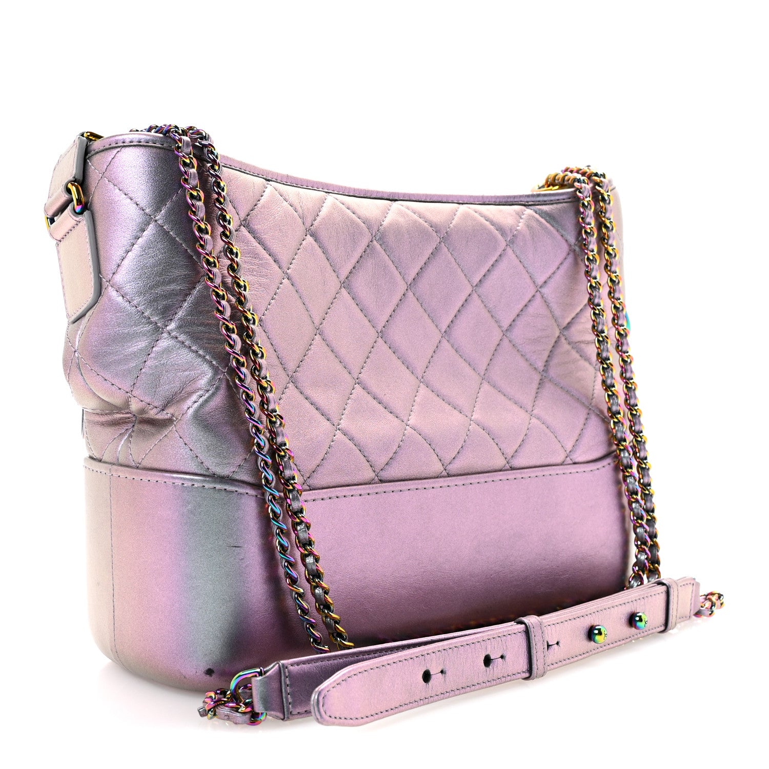 Chanel Iridescent Lambskin Calfskin Quilted Medium Gabrielle Hobo Light Purple 3 of 14