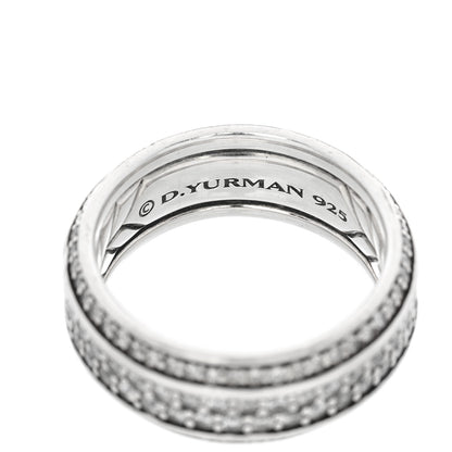 David Yurman Sterling Silver Diamond 8.5mm Streamline Beveled Band Ring 56 7.75 7 of 8