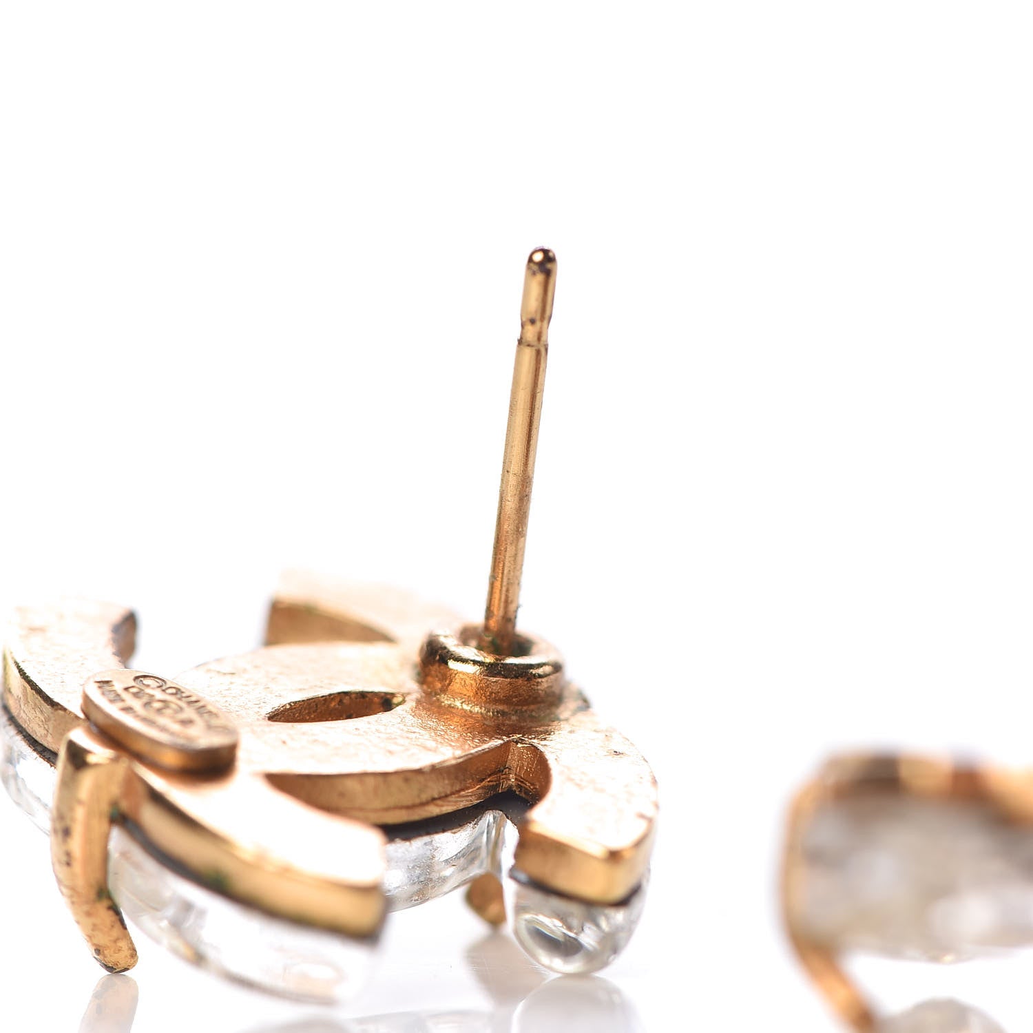 Chanel Resin CC Earrings Gold 7 of 8
