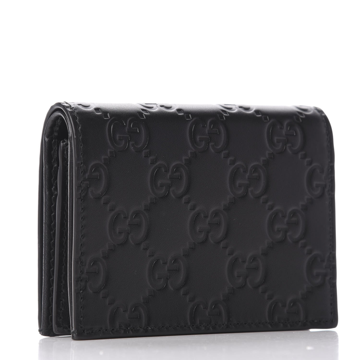 Gucci Guccissima Signature Bowy Card Case Wallet Black 3 of 7