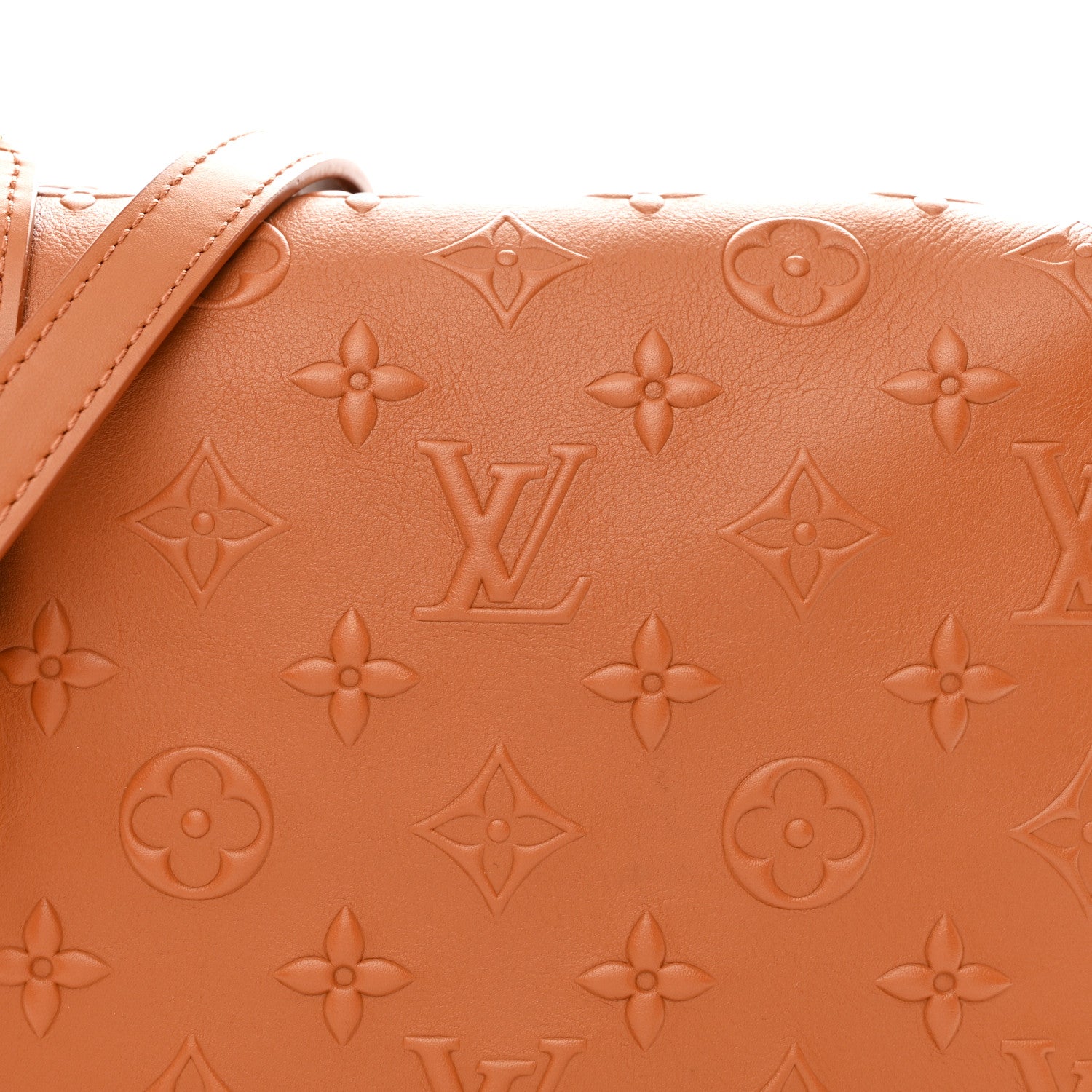 Louis Vuitton Calfskin Debossed Monogram Side Trunk Tan 7 of 10