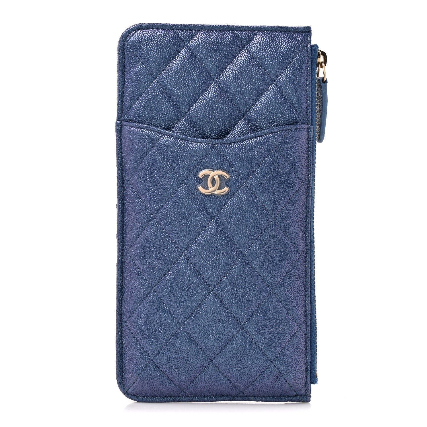 Chanel Iridescent Caviar Quilted Classic iPhone Pouch Dark Blue 1 of 8