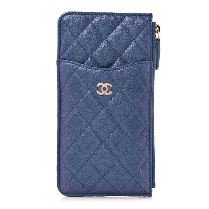 Chanel Iridescent Caviar Quilted Classic iPhone Pouch Dark Blue 1 of 8