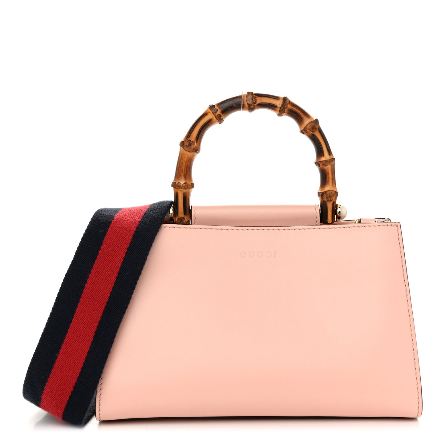 Nappa Bamboo Web Mini Nymphaea Top Handle Bag Perfect Pink Mystic White