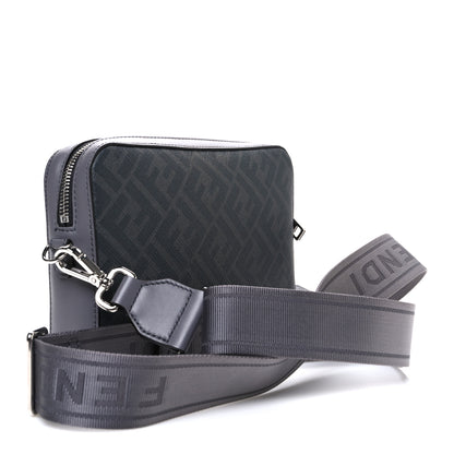 Fendi Glazed Fabric Vitello Liberty FF 1974 Diagonal Medium Camera Case Grey 3 of 10