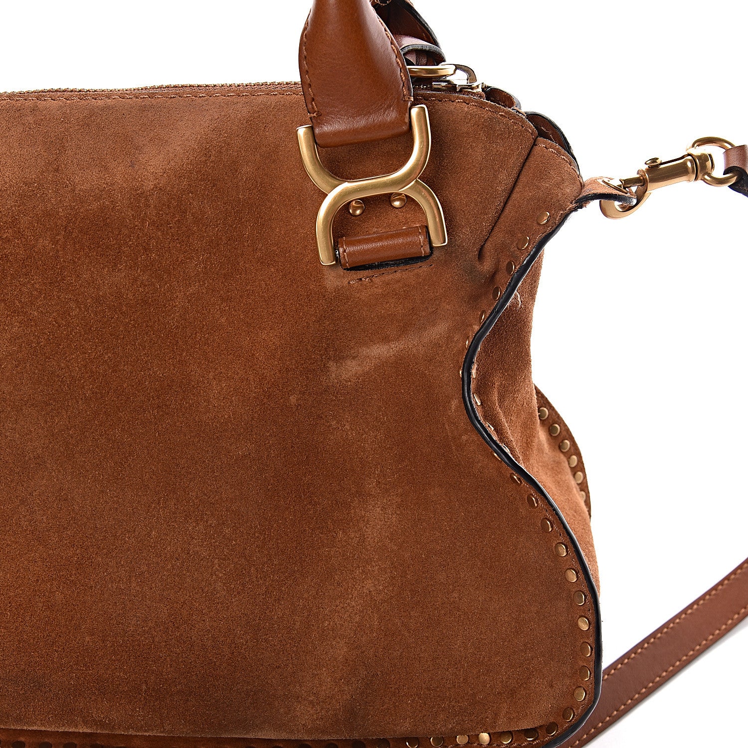 Chloe Suede Calfskin Braided Medium Marcie Satchel Caramel 12 of 14