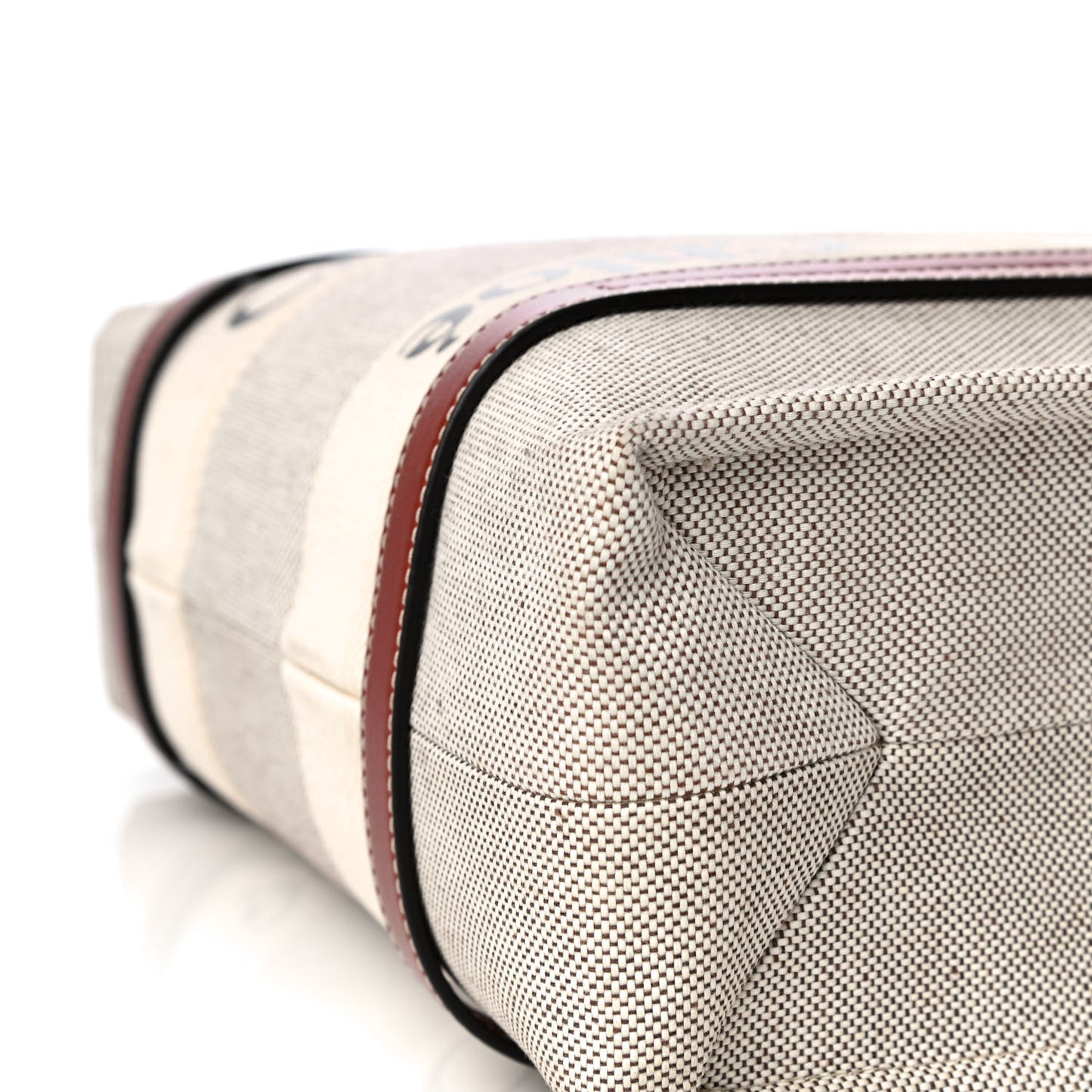 Cotton Calfskin Medium Woody Ribbon Tote White Brown
