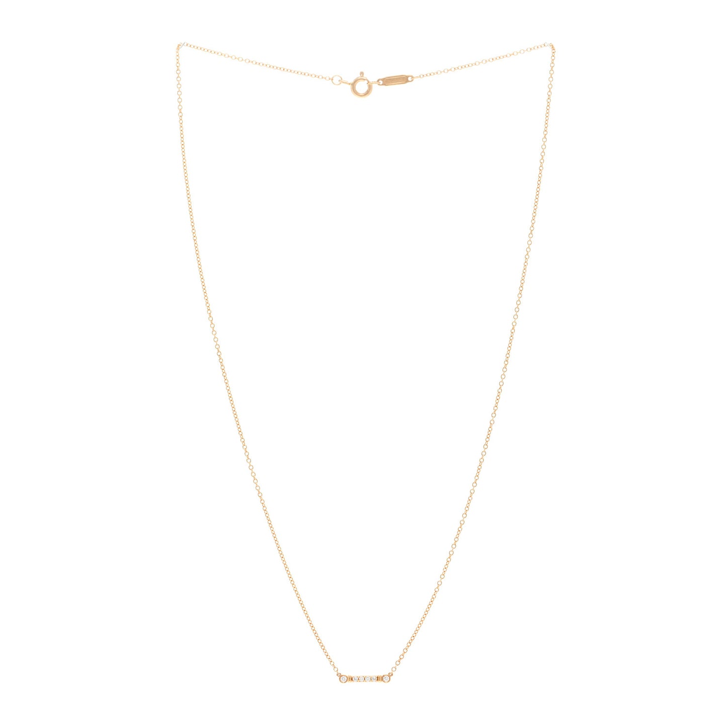 18K Yellow Gold Diamond Fleur de Lis Key Bar Pendant Necklace