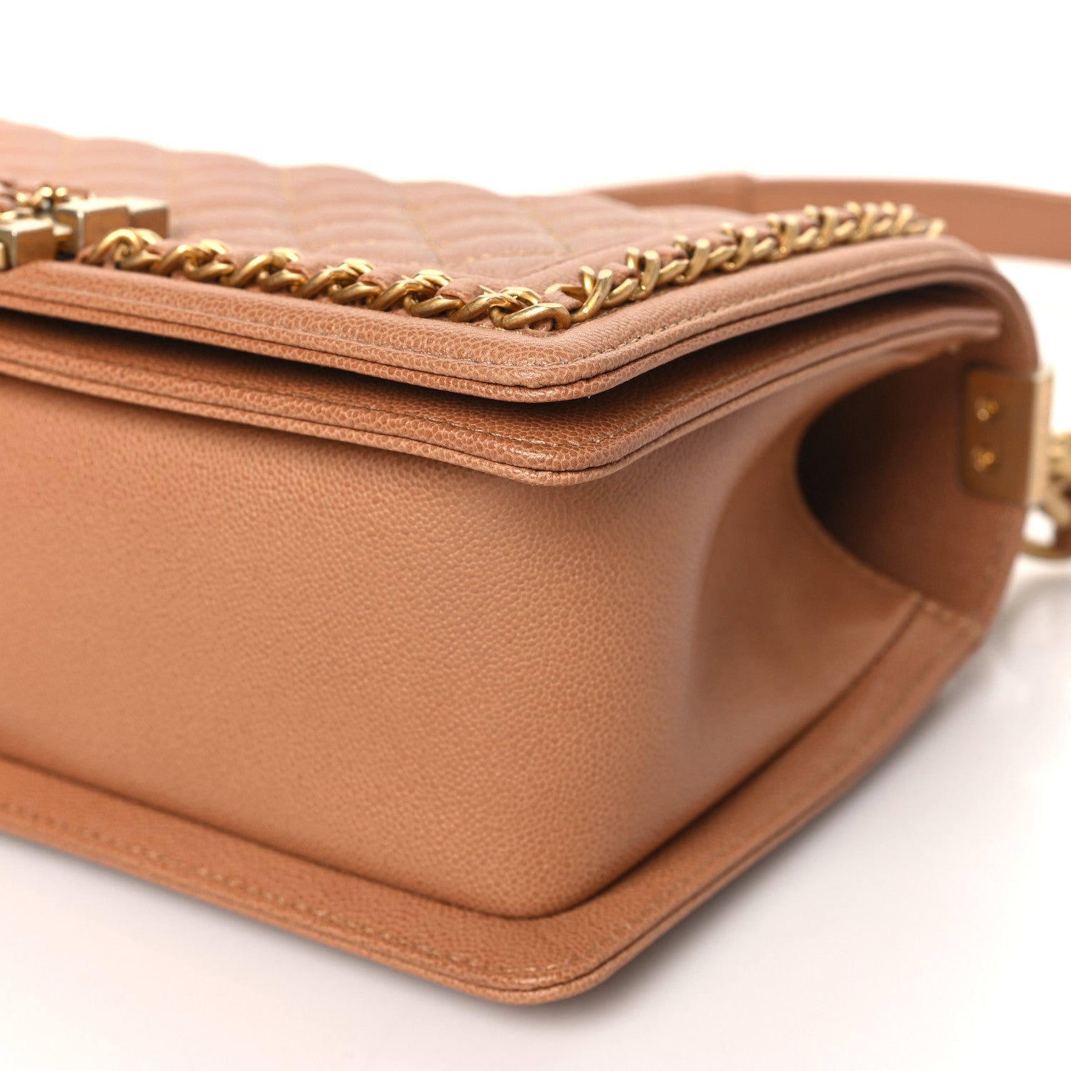Chanel Caviar Quilted Chain Around Medium Boy Flap Beige 10 of 11