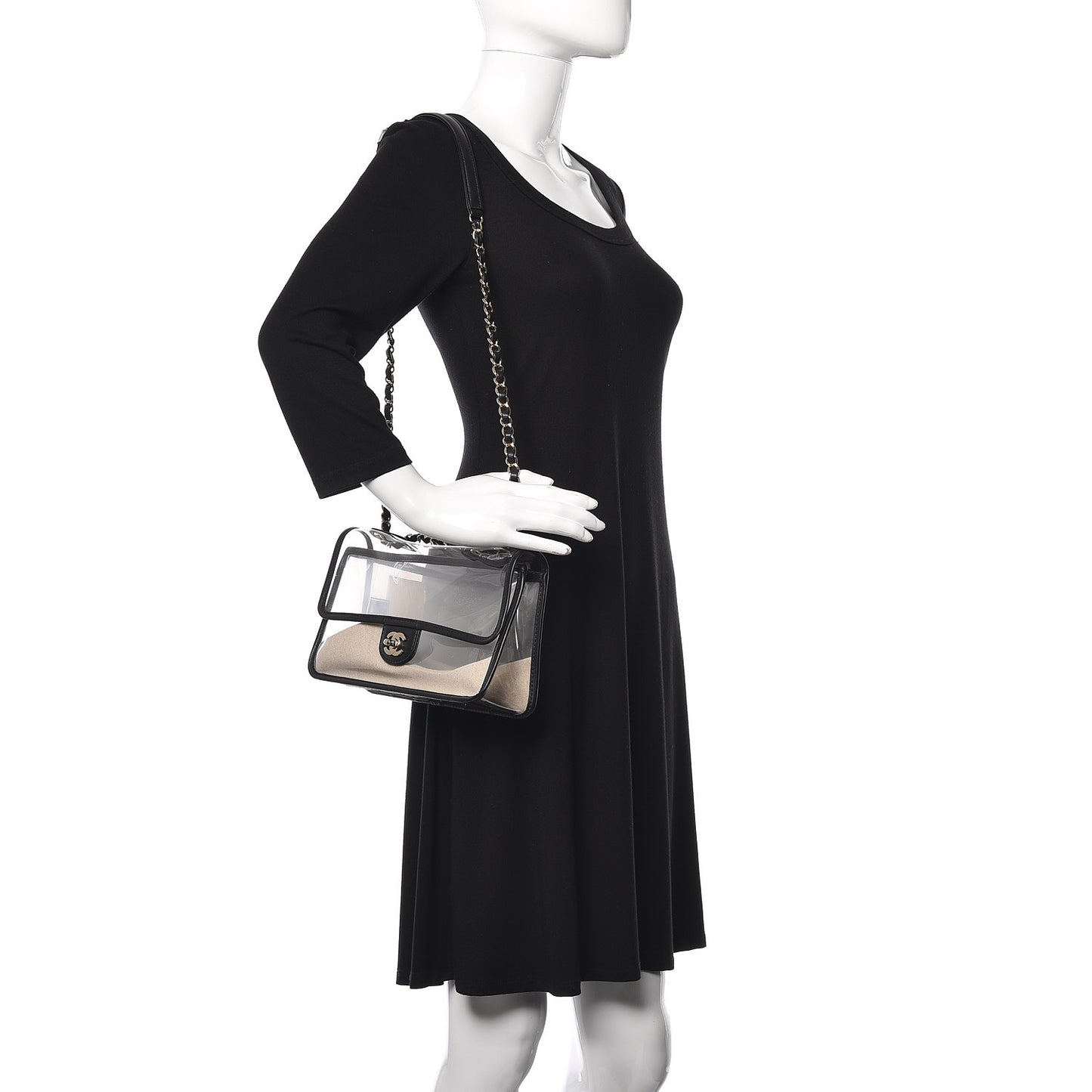 Lambskin PVC Medium Coco Sand Flap Black