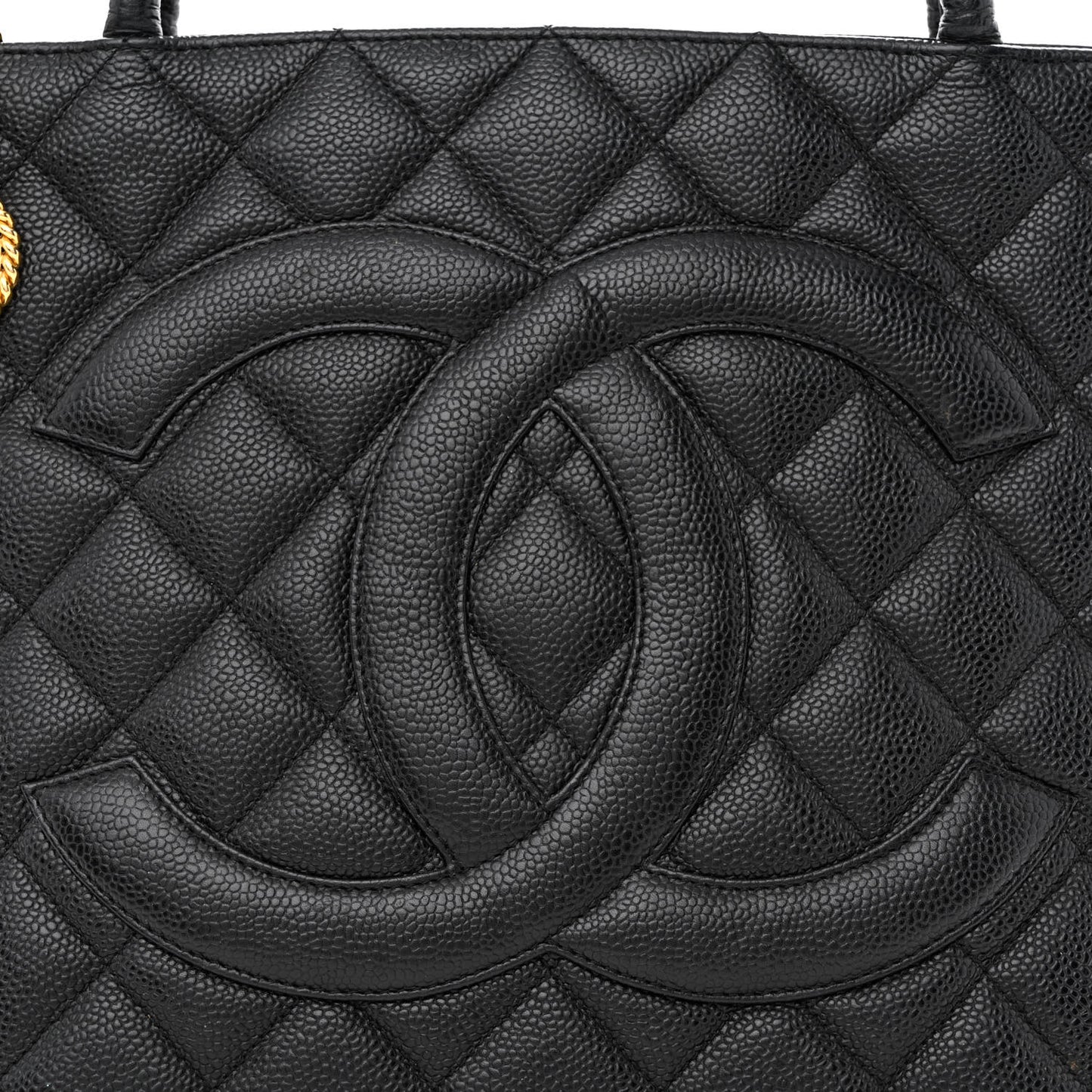 Caviar Quilted Medallion Tote Black