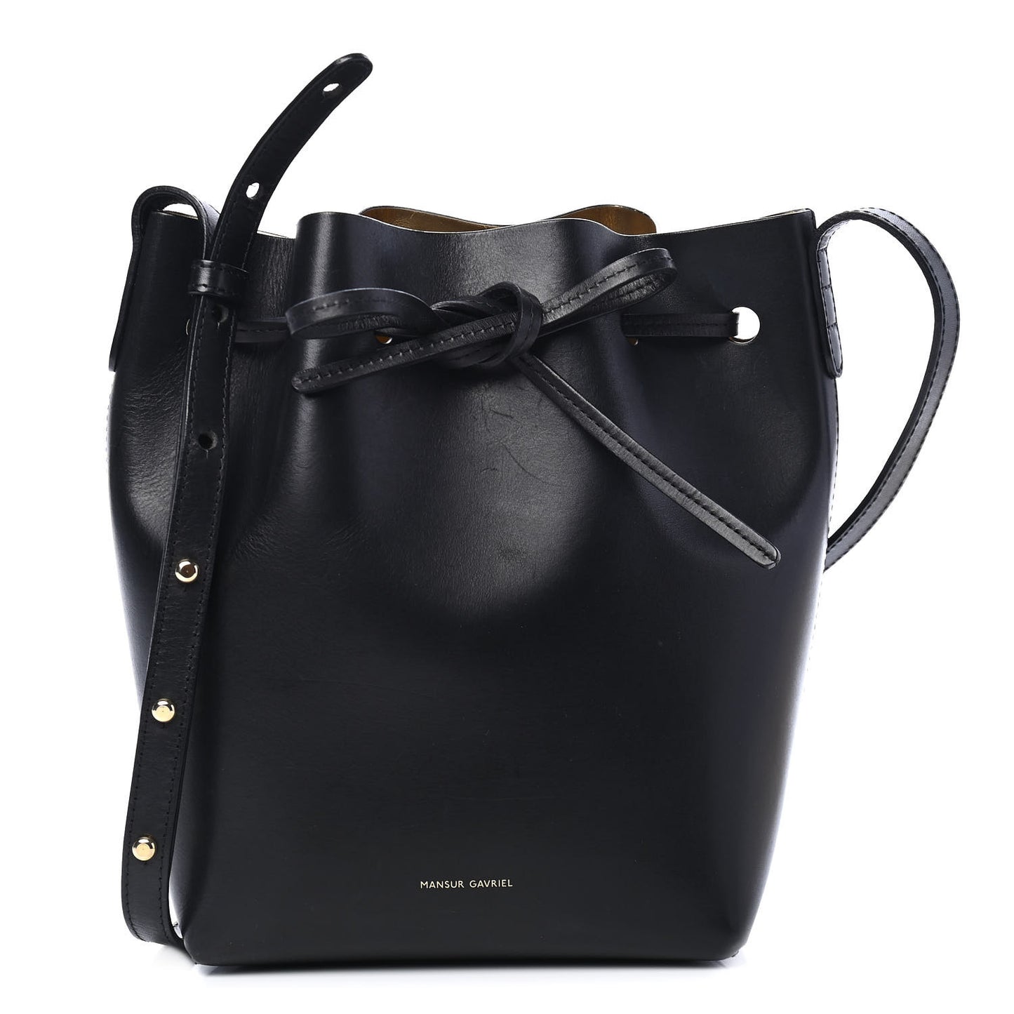 Vegetable Tanned Calfskin Mini Bucket Bag Black Oro