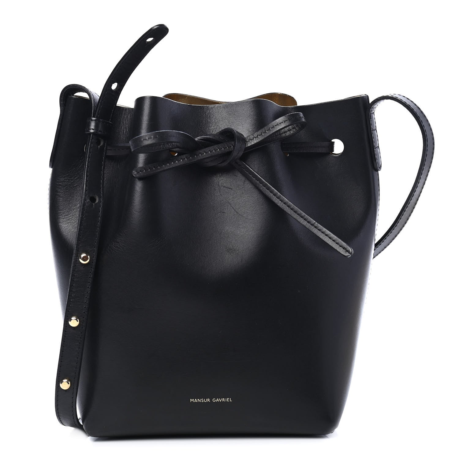 Mansur Gavriel Vegetable Tanned Calfskin Mini Bucket Bag Black Oro 1 of 9