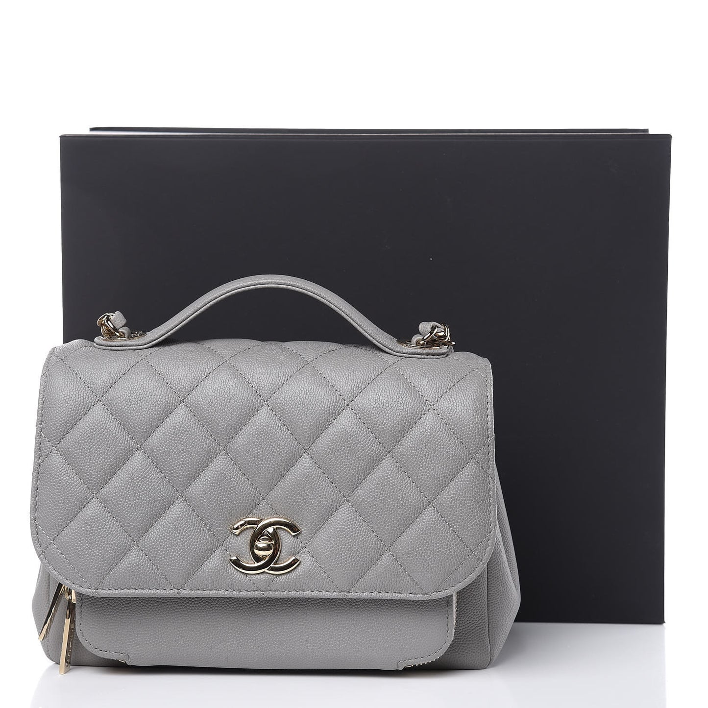 Caviar Quilted Medium Business Affinity Flap Grey