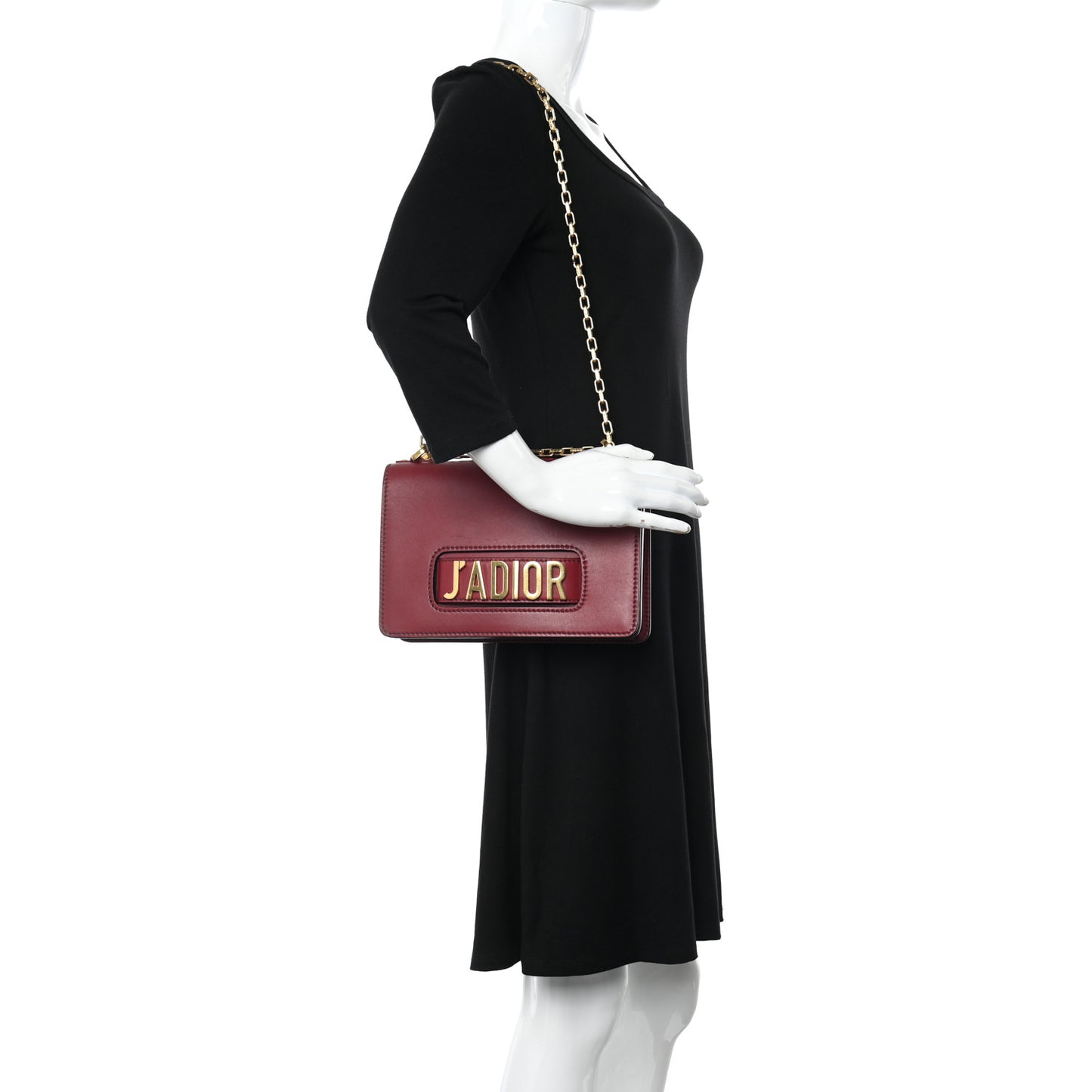 Calfskin J'Adior Chain Flap Bag Red