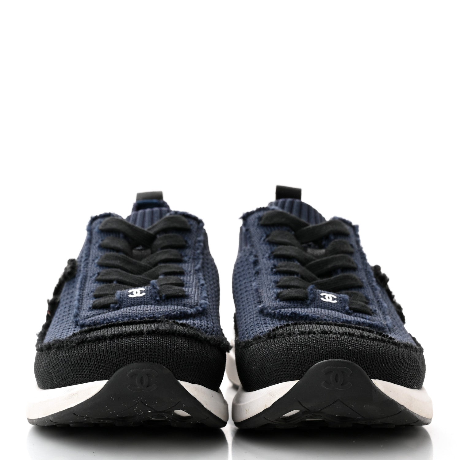 Chanel Fabric Logo Sneakers 37 Navy Black 2 of 11
